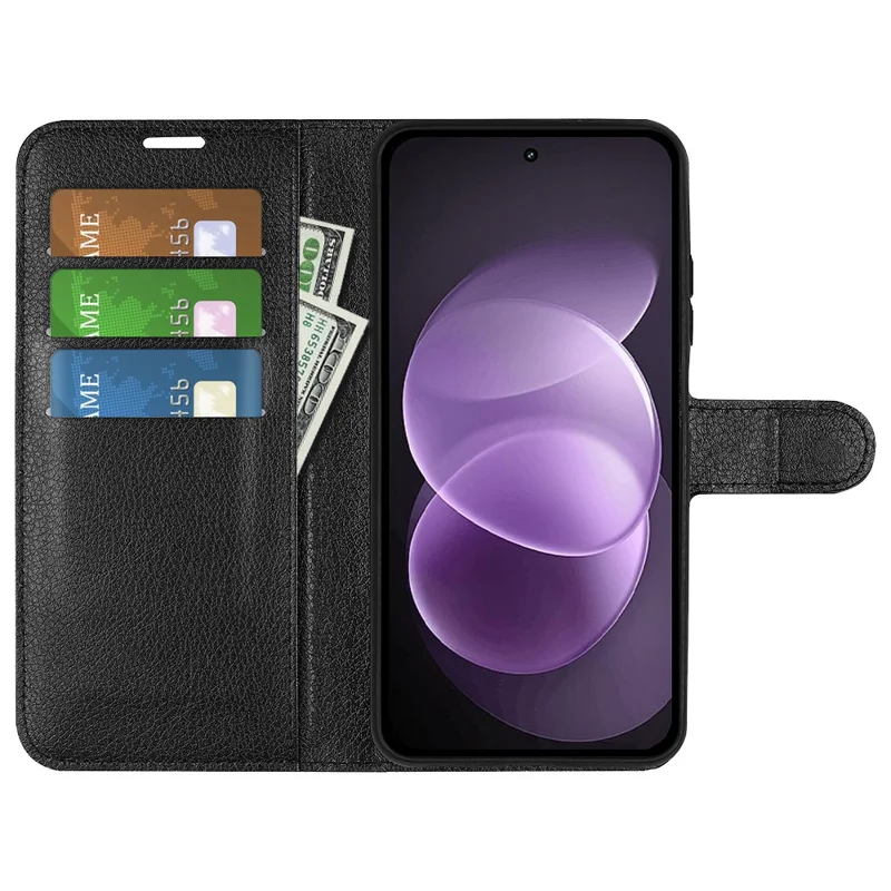 For Xiaomi Redmi Note 17 Pro Max 5G / Note 17 Pro+ 5G Case Wallet Stand Litchi Texture Shockproof Leather Phone Cover - Black