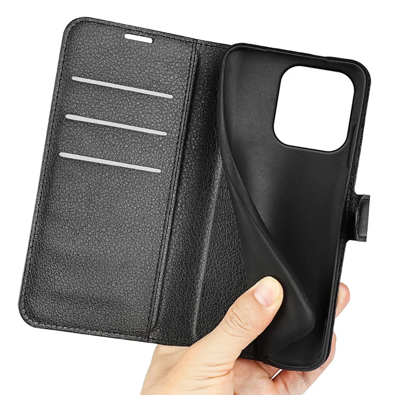 For Xiaomi Redmi Note 17 Pro Max 5G / Note 17 Pro+ 5G Case Wallet Stand Litchi Texture Shockproof Leather Phone Cover - Black
