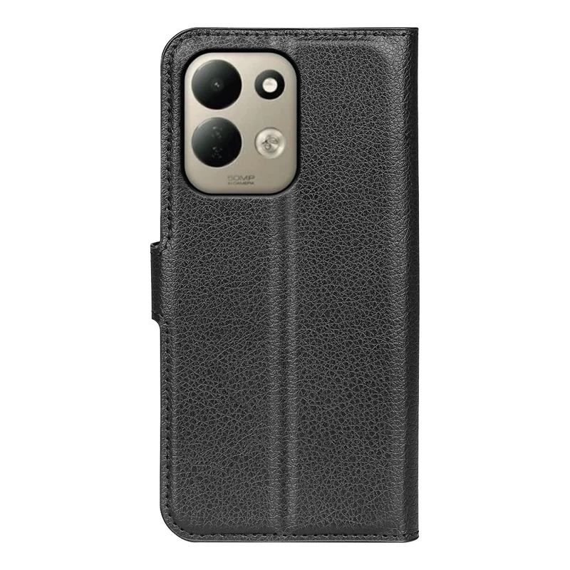 Étui pour Xiaomi Poco C95 Pro, étui portefeuille avec support, texture en cuir de type litchi, housse de protection antichoc en cuir - Noir