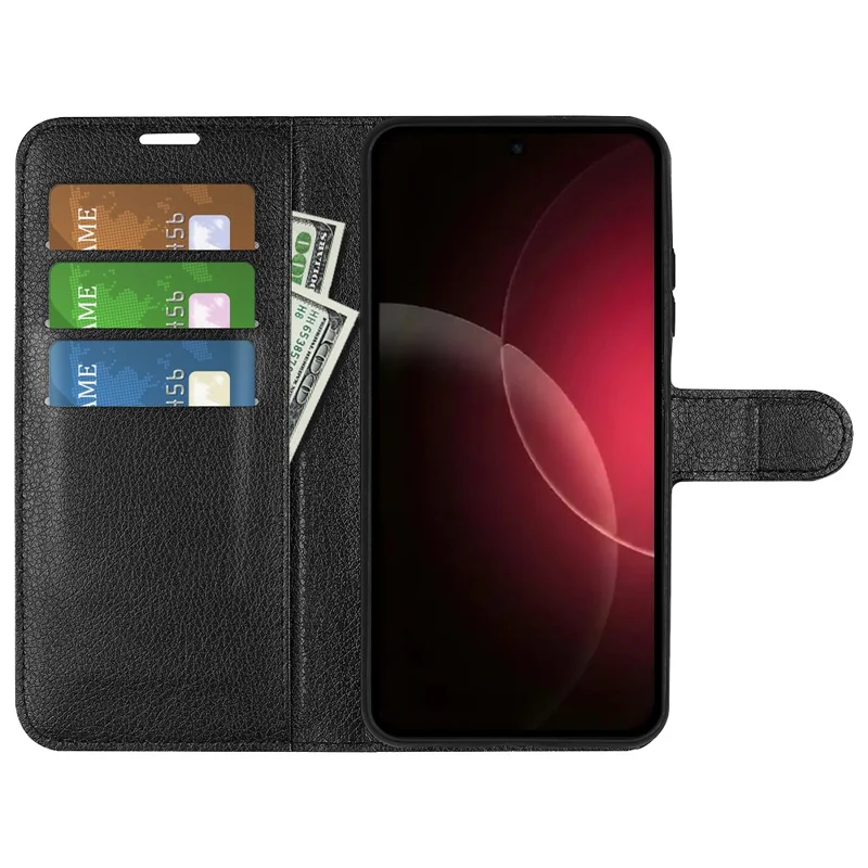 Til Xiaomi 18 Pro Max Skånløsning Med Wallet Ståplads Løgstruktur Stødfast Læder Telefonbeskyttelse - Sort