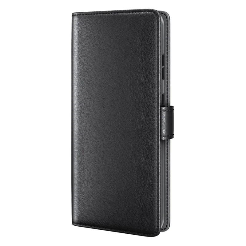 Funda de cuero auténtico dividido con billetera y soporte para Xiaomi 18 Pro - Negro