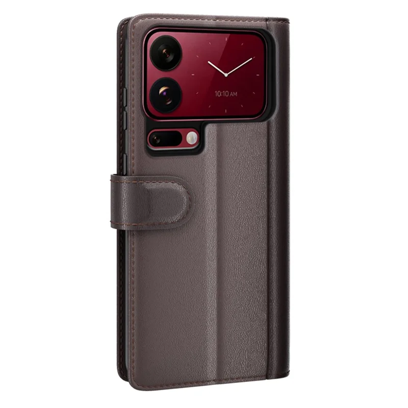 For Xiaomi 18 Pro Max Case Genuine Split Leather Phone Cover with Wallet Stand - Brown