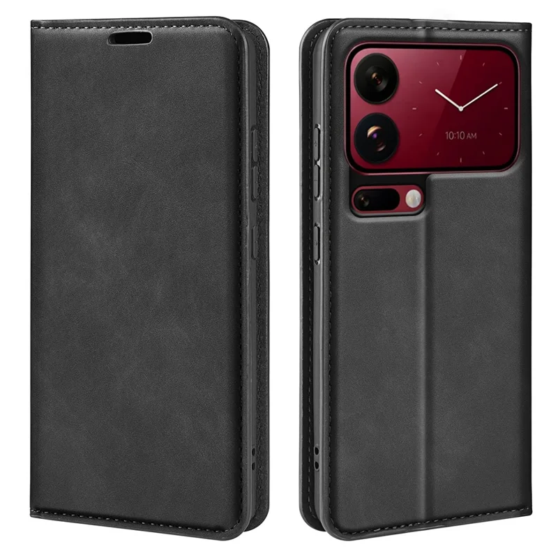 For Xiaomi 18 Pro Max Case Skin Touch Leather Wallet Phone Cover - Black