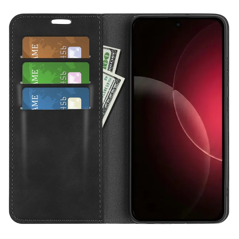 For Xiaomi 18 Pro Max Case Skin Touch Leather Wallet Phone Cover - Black