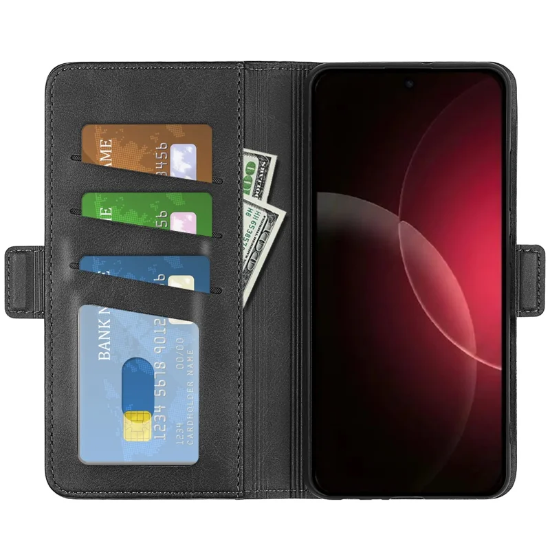 For Xiaomi 18 Pro Max Case Calf Texture Leather Wallet Phone Cover - Black