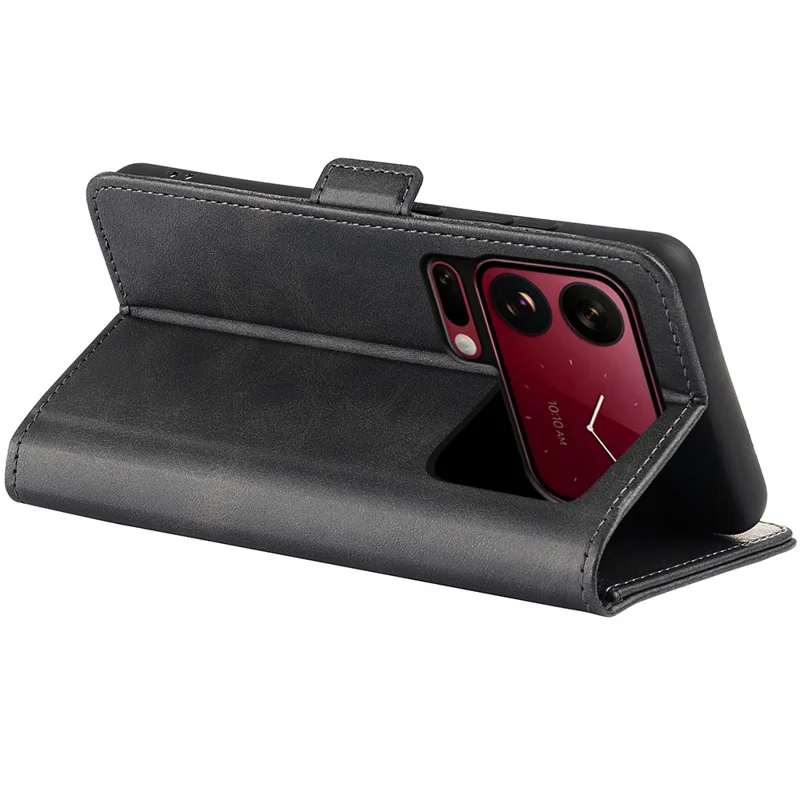 For Xiaomi 18 Pro Max Case Calf Texture Leather Wallet Phone Cover - Black