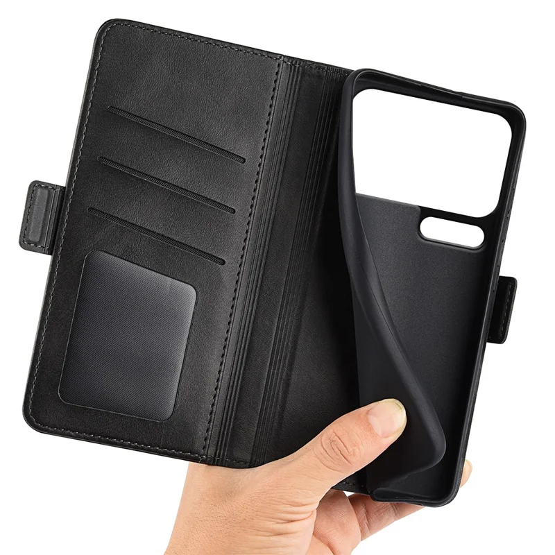 For Xiaomi 18 Pro Max Case Calf Texture Leather Wallet Phone Cover - Black