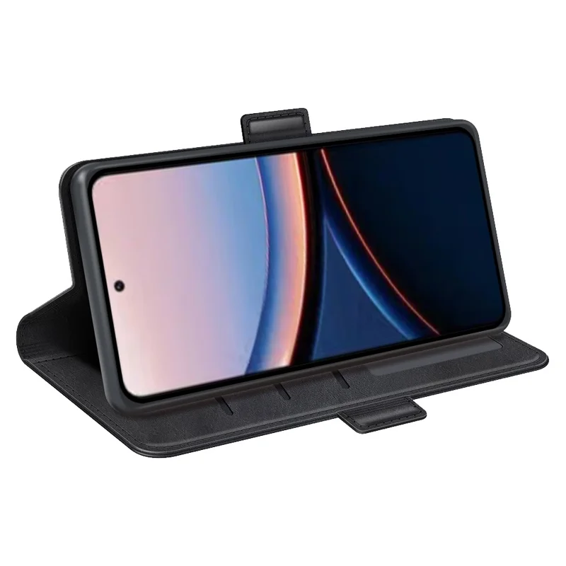 For Xiaomi Poco C95 Pro Case Calf Texture Leather Wallet Phone Cover - Black