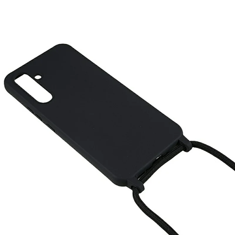 For Samsung Galaxy A34 5G Case TPU Soft Shockproof Phone Cover with Adjustable Lanyard - Black