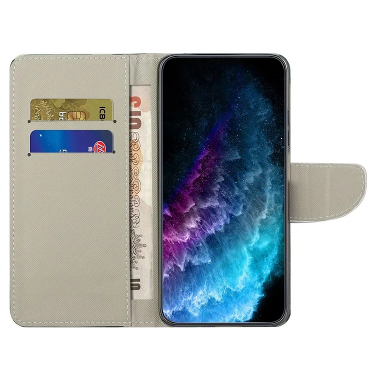 Per Samsung Galaxy A34 5G Pattern Printing PU Leather Flip Folio Case Cross Texture Shockproof TPU Inner Shell Wallet Stand Phone Cover - Bear