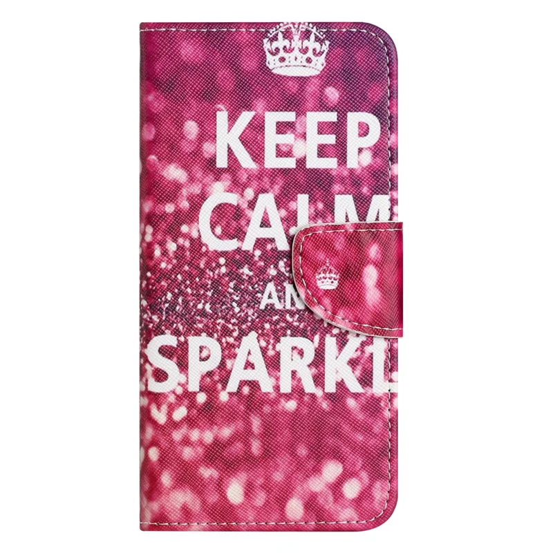 For Samsung Galaxy A34 5G Pattern Printing PU Leather Flip Folio Case Cross Texture Shockproof TPU Inner Shell Wallet Stand Phone Cover - Keep Calm and Sparkle