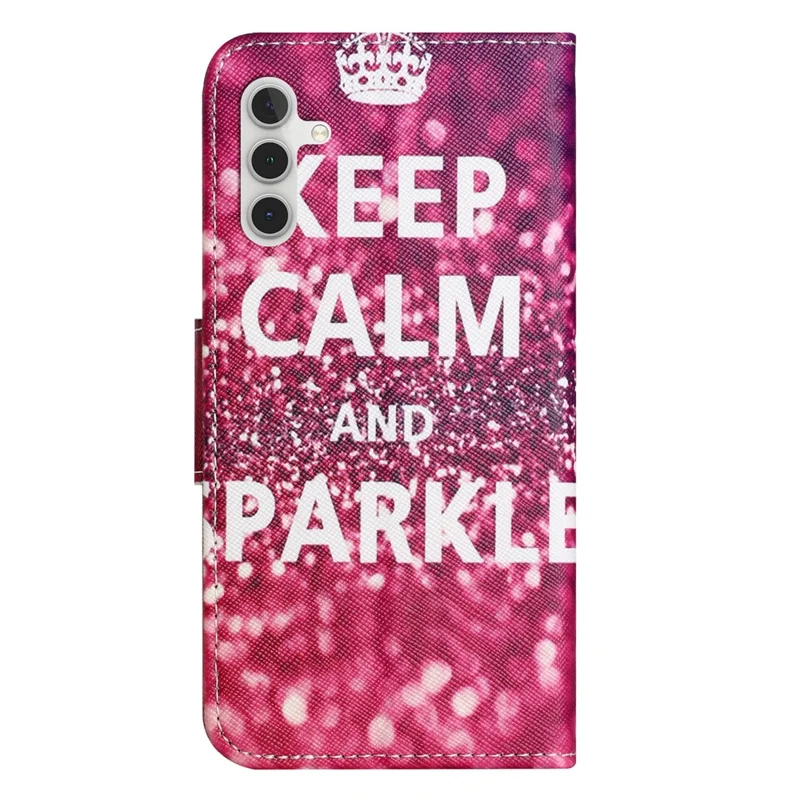 For Samsung Galaxy A34 5G Pattern Printing PU Leather Flip Folio Case Cross Texture Shockproof TPU Inner Shell Wallet Stand Phone Cover - Keep Calm and Sparkle