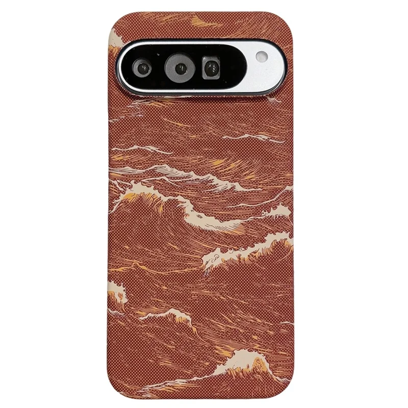 For Google Pixel 11 / Pixel 11 Pro Magnetic Case Water Transfer Printing Wave Pattern Shockproof PC Phone Cover - Orange
