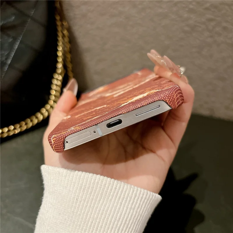 For Google Pixel 11 / Pixel 11 Pro Magnetic Case Water Transfer Printing Wave Pattern Shockproof PC Phone Cover - Orange