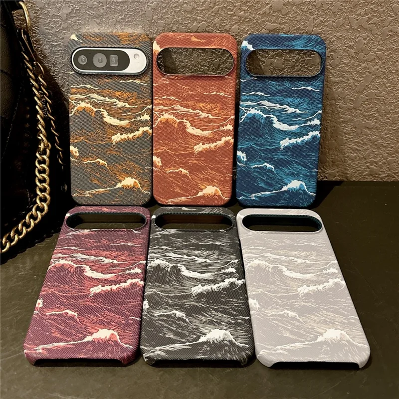 For Google Pixel 11 / Pixel 11 Pro Magnetic Case Water Transfer Printing Wave Pattern Shockproof PC Phone Cover - Orange