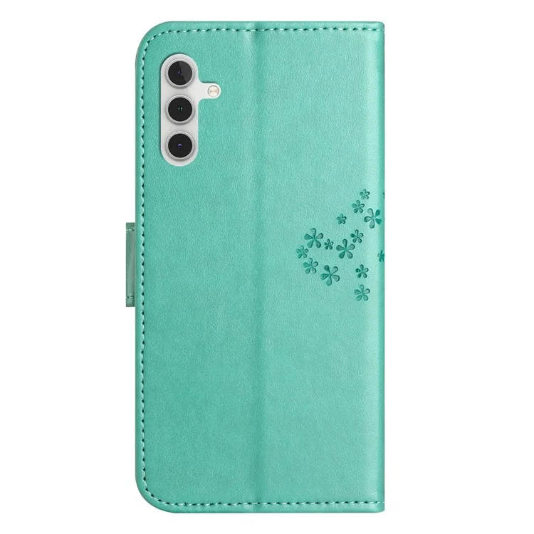 Para Samsung Galaxy A34 5G Imprinted Owl Tree Pattern Stand Wallet Case PU Leather Full Protection Phone Cover - Verde