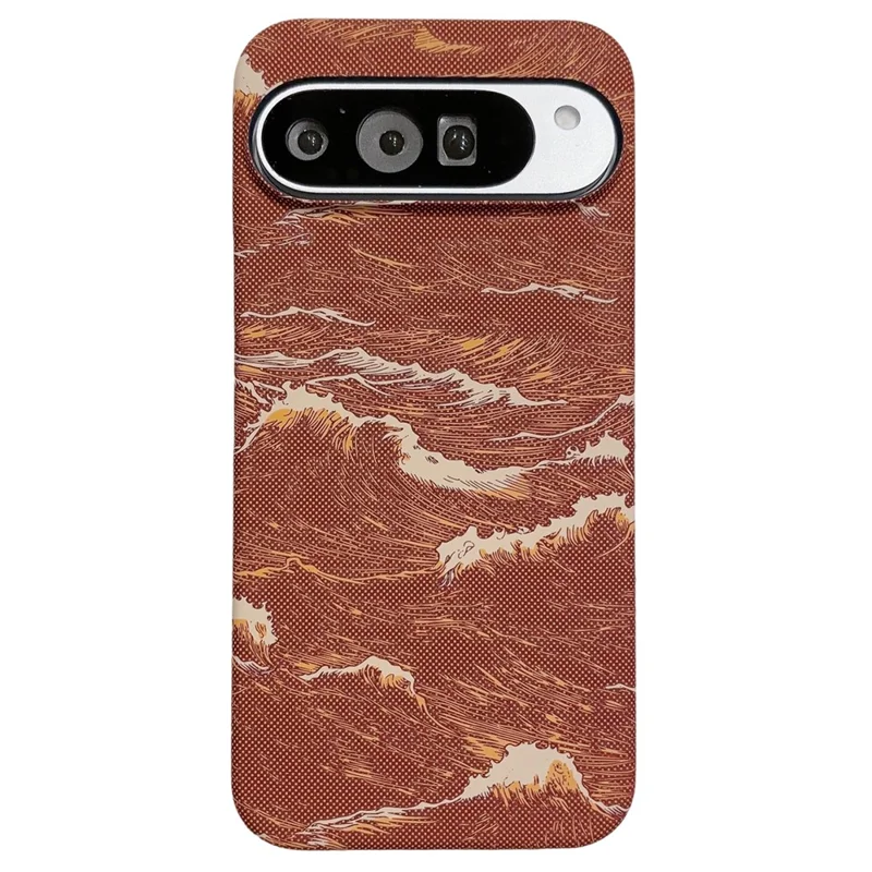 For Google Pixel 11 Pro XL Magnetic Case Water Transfer Printing Wave Pattern Shockproof PC Phone Cover - Orange