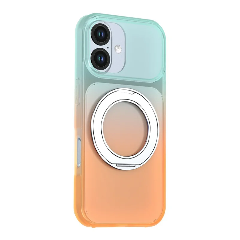 For iPhone 17 Magnetic Case Rotary Kickstand Gradient Color PC + TPU Phone Cover - Orange