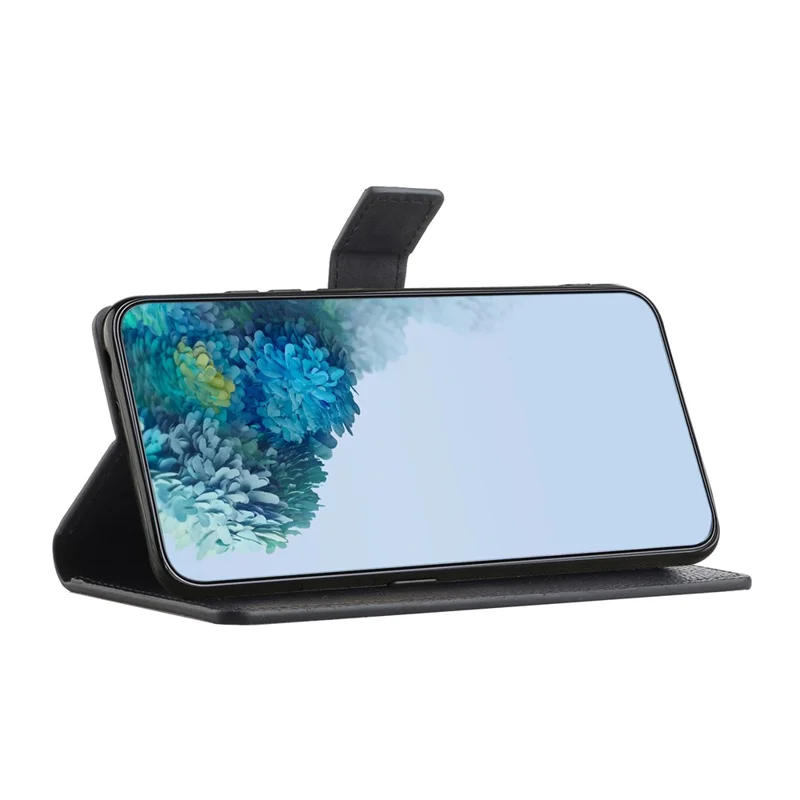 Litchi Texture PU Leather Case for Samsung Galaxy A34 5G, Magnetic Square Clasp Wallet Stand Function Cell Phone Cover - Black