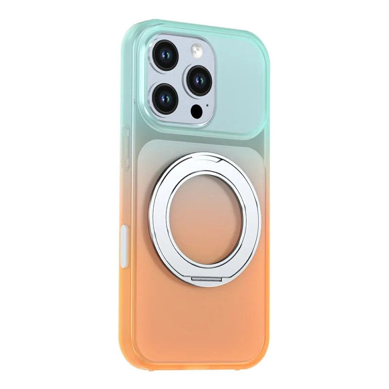 For iPhone 16 Pro Max Magnetic Case Rotary Kickstand Gradient Color PC + TPU Phone Cover - Orange