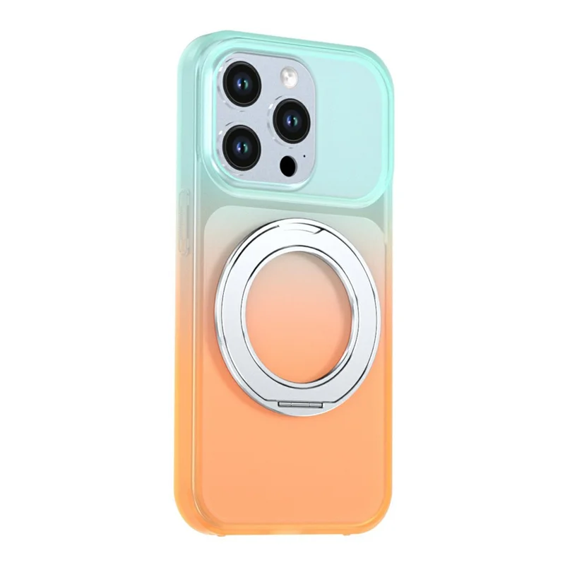 For iPhone 14 Pro Max Magnetic Case Rotary Kickstand Gradient Color PC + TPU Phone Cover - Orange