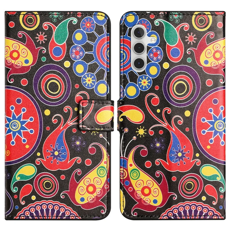 For Samsung Galaxy A34 5G Pattern Printing PU Leather Cover Stand Magnetic Closure Flip Wallet Phone Case - Jelly Fish