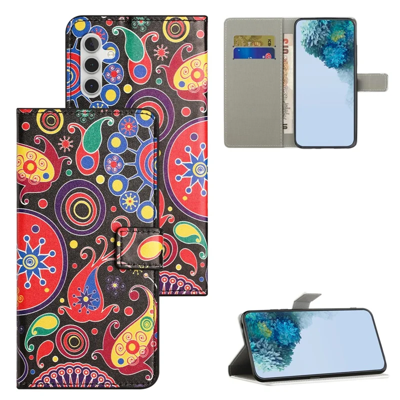 For Samsung Galaxy A34 5G Pattern Printing PU Leather Cover Stand Magnetic Closure Flip Wallet Phone Case - Jelly Fish