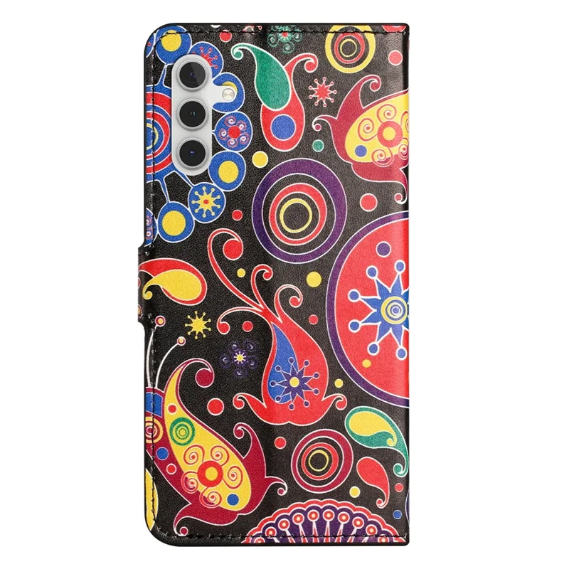 For Samsung Galaxy A34 5G Pattern Printing PU Leather Cover Stand Magnetic Closure Flip Wallet Phone Case - Jelly Fish