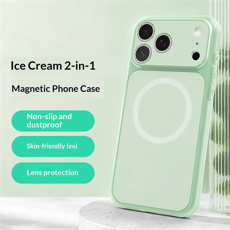 For iPhone 17 Pro Max Case Compatible with MagSafe Hybrid Design PC + TPU Protective Phone Cover - Green