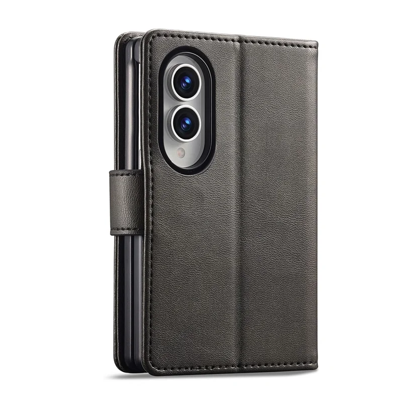 LC.IMEEKE for Samsung Galaxy Z Fold8 Case Wallet Calf Texture Leather Phone Cover - Black