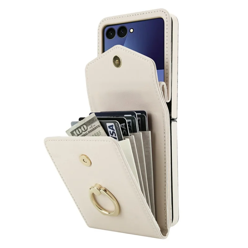 For Samsung Galaxy Z Flip8 Case Litchi Texture PU Leather + TPU Phone Cover with Shoulder Strap - White