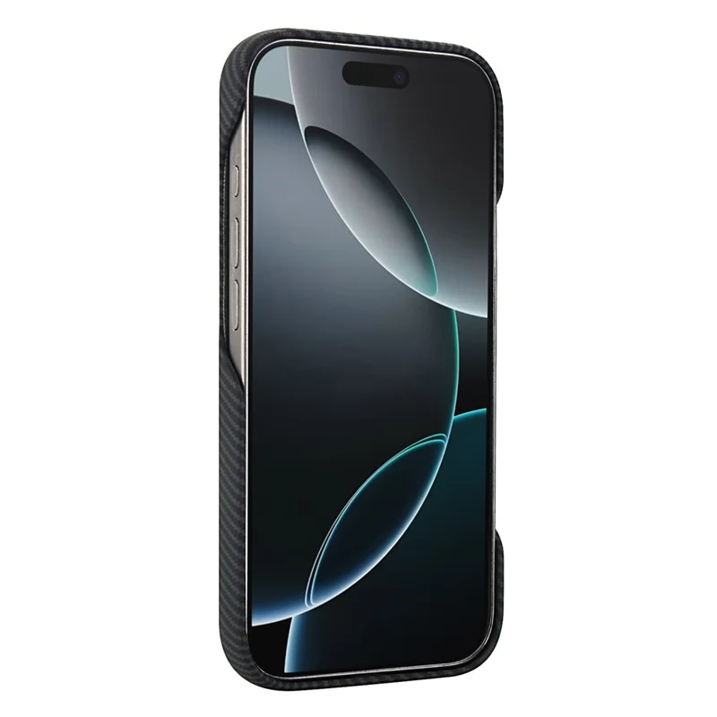 For iPhone 16 Pro Max Magnetic Case Carbon Fiber Texture Leather + PC Phone Cover - Black