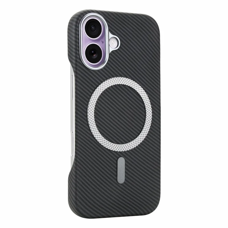 For iPhone 17 Magnetic Case Carbon Fiber Texture Leather + PC Phone Cover - Black