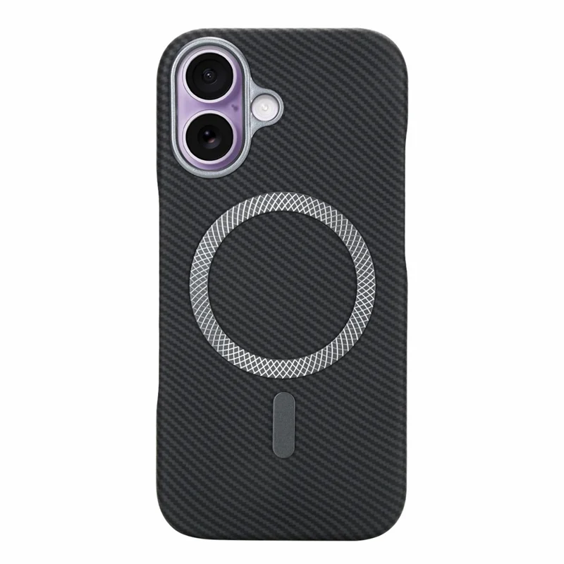 For iPhone 17 Magnetic Case Carbon Fiber Texture Leather + PC Phone Cover - Black
