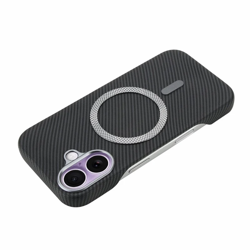 For iPhone 17 Magnetic Case Carbon Fiber Texture Leather + PC Phone Cover - Black