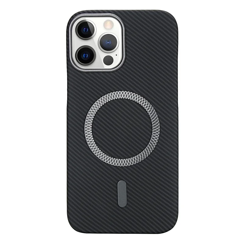 For iPhone 15 Pro Max Magnetic Case Carbon Fiber Texture Leather + PC Phone Cover - Black