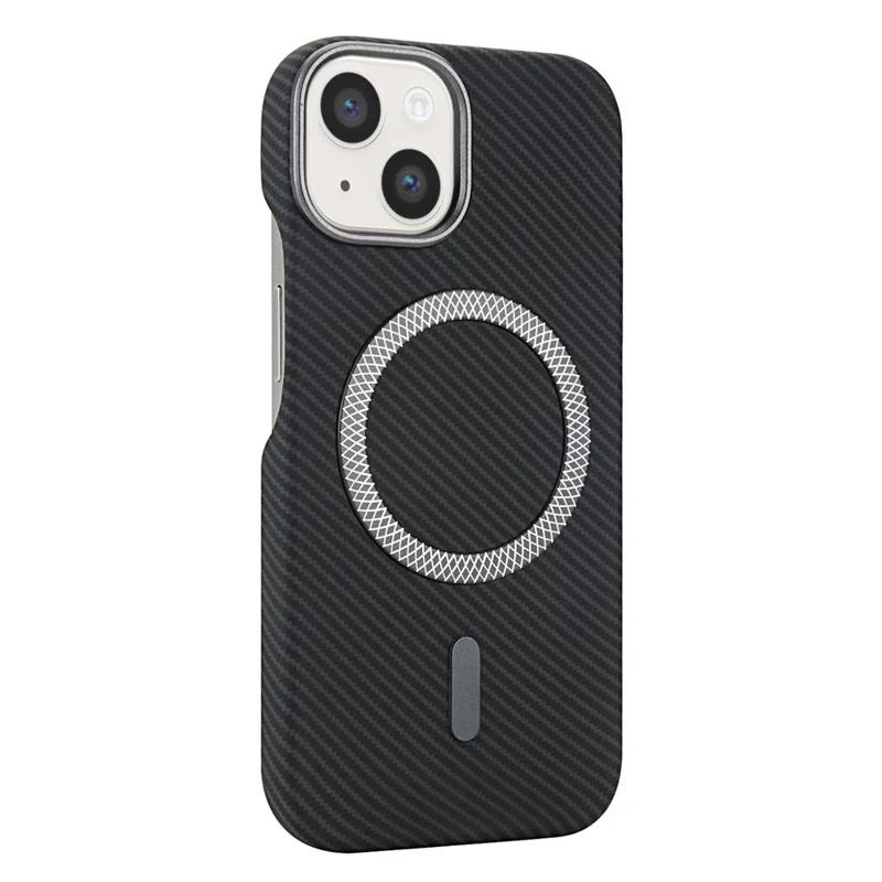 For iPhone 14  /  13 Magnetic Case Carbon Fiber Texture Leather + PC Phone Cover - Black