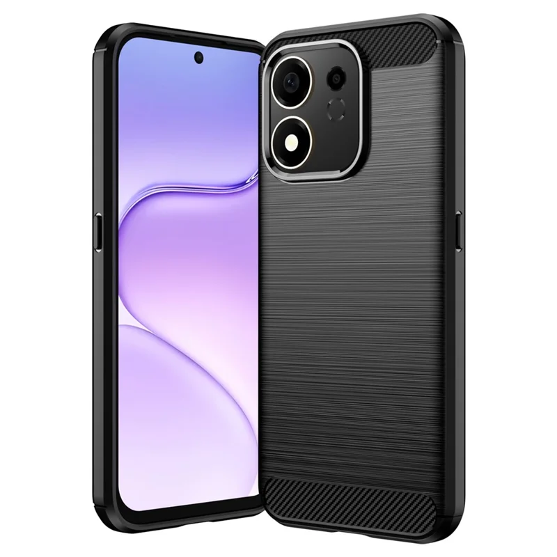For Honor 600 Smart 5G TPU Case Protective Phone Cover Carbon Fiber Texture Brushed - Black