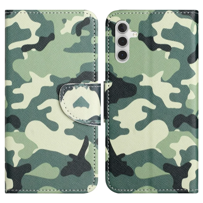 For Samsung Galaxy A54 5G Pattern Printing PU Leather Wallet Case Cross Texture Magnetic Closure Stand Flip Phone Cover - Camouflage