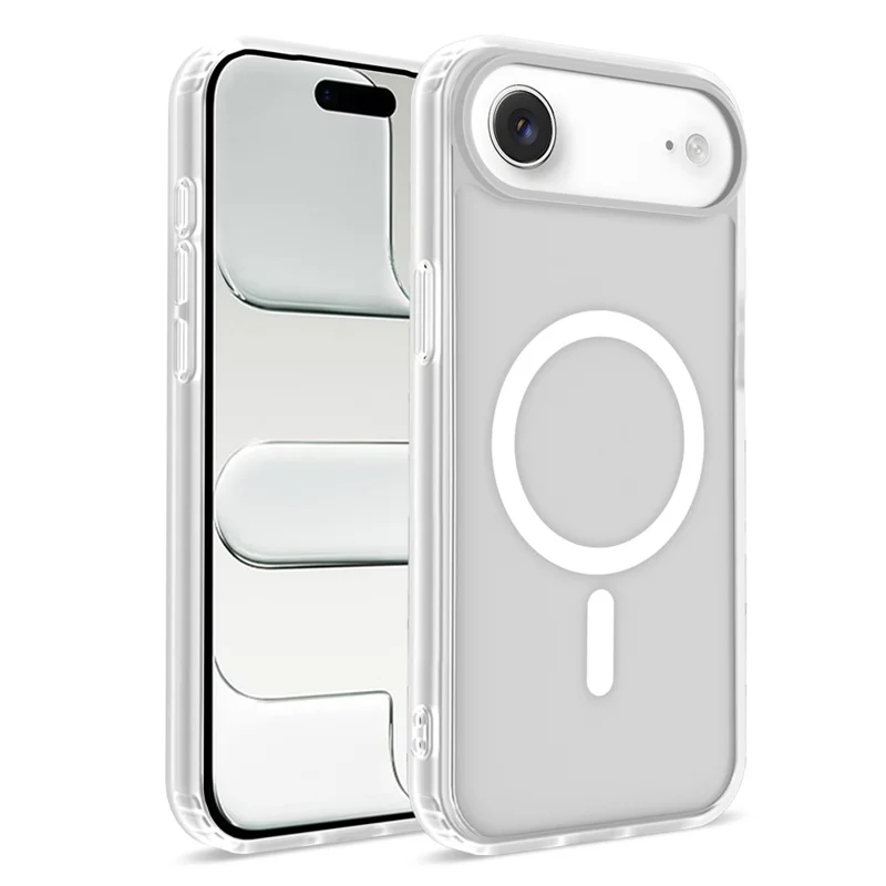 For iPhone Air Magnetic Case 2.0mm Skin-Touch TPU PC Shockproof Phone Cover Compatible with MagSafe - White