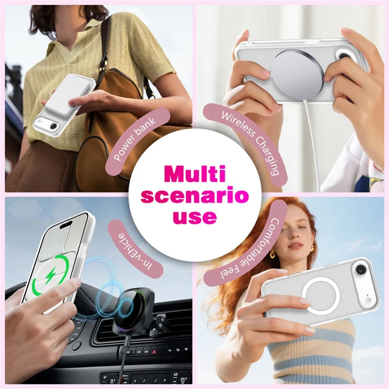 For iPhone Air Magnetic Case 2.0mm Skin-Touch TPU PC Shockproof Phone Cover Compatible with MagSafe - White