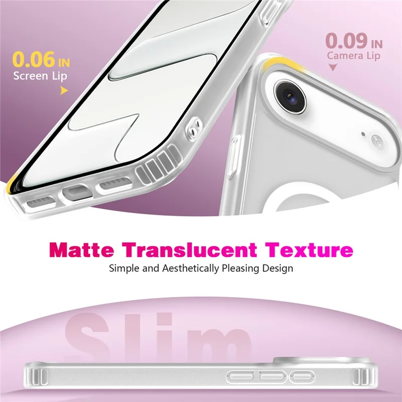 For iPhone Air Magnetic Case 2.0mm Skin-Touch TPU PC Shockproof Phone Cover Compatible with MagSafe - White