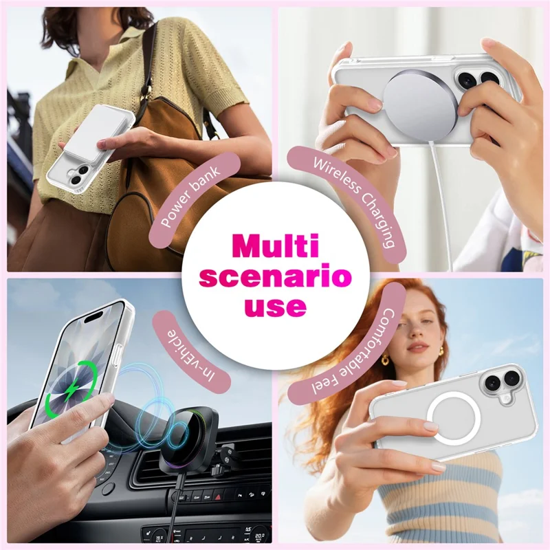 For iPhone 16 Magnetic Case 2.0mm Skin-Touch TPU PC Shockproof Phone Cover Compatible with MagSafe - White