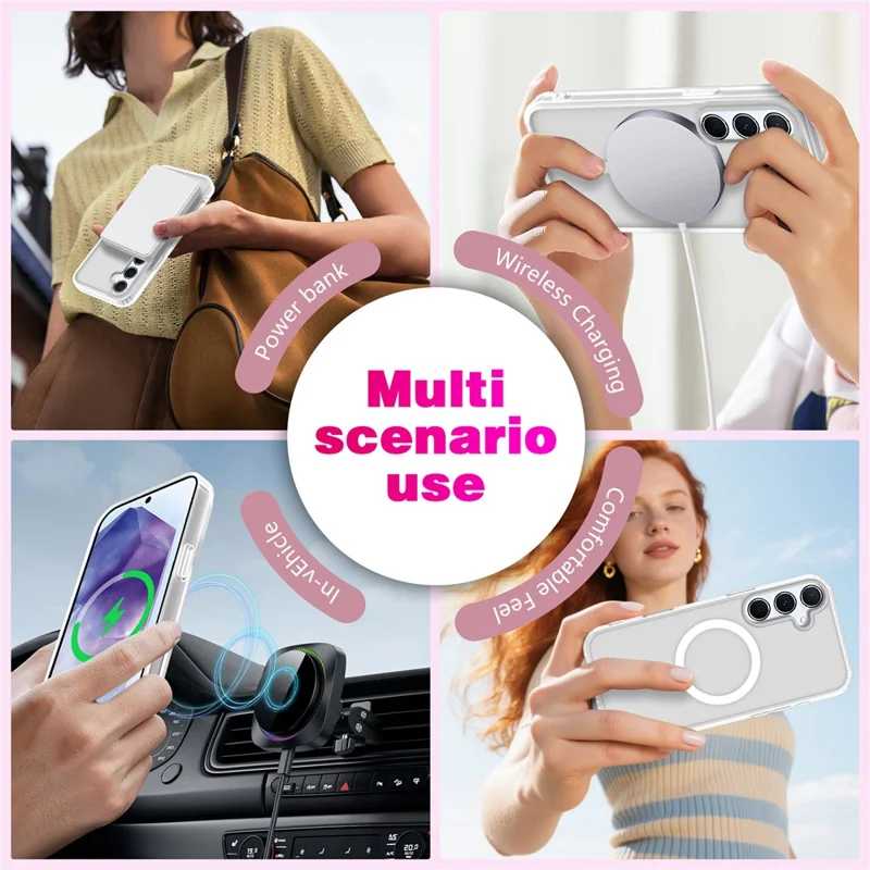 For Samsung Galaxy A35 5G Magnetic Case 2.0mm Skin-Touch TPU PC Shockproof Phone Cover - White