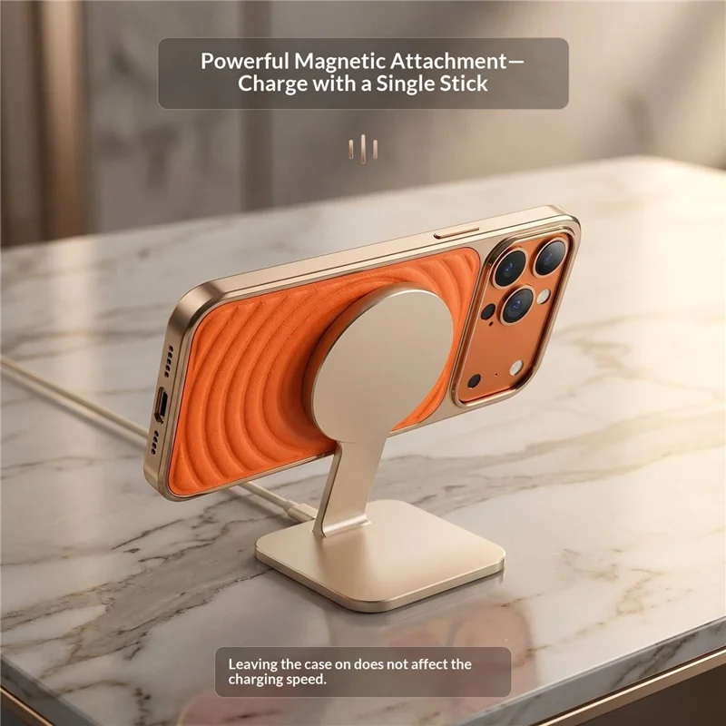 For iPhone 17 Pro Magnetic Case 3D Ripple Texture Leather Coated PC + TPU Electroplated Phone Cover - Orange