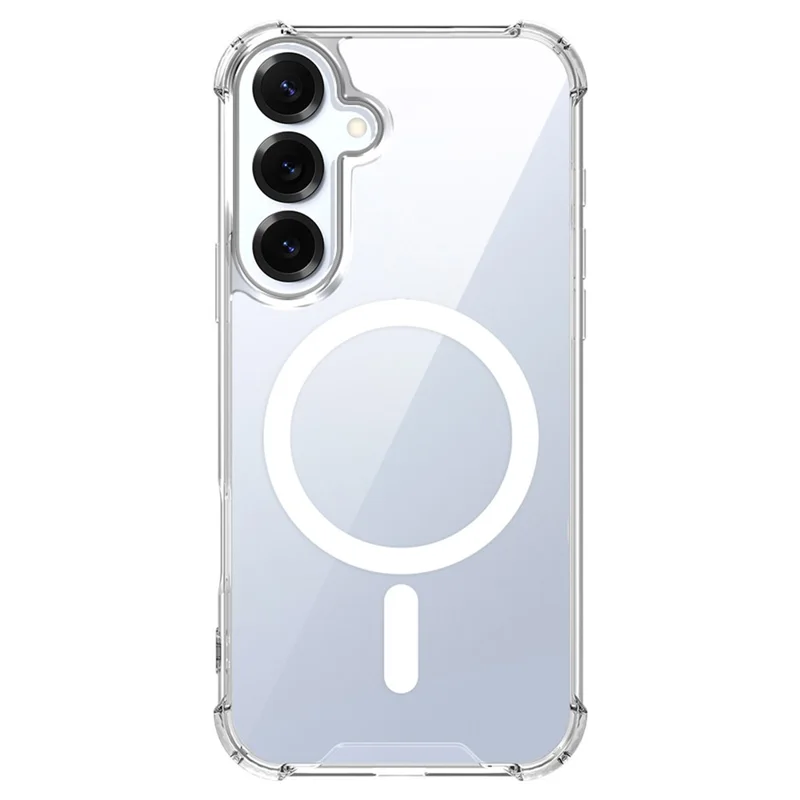 For Samsung Galaxy S26 FE Magnetic Case TPU + PC Air Cushion Corners Protective Phone Cover with 2Pcs Camera Protector + 2Pcs Screen Protector - Transparent - 2