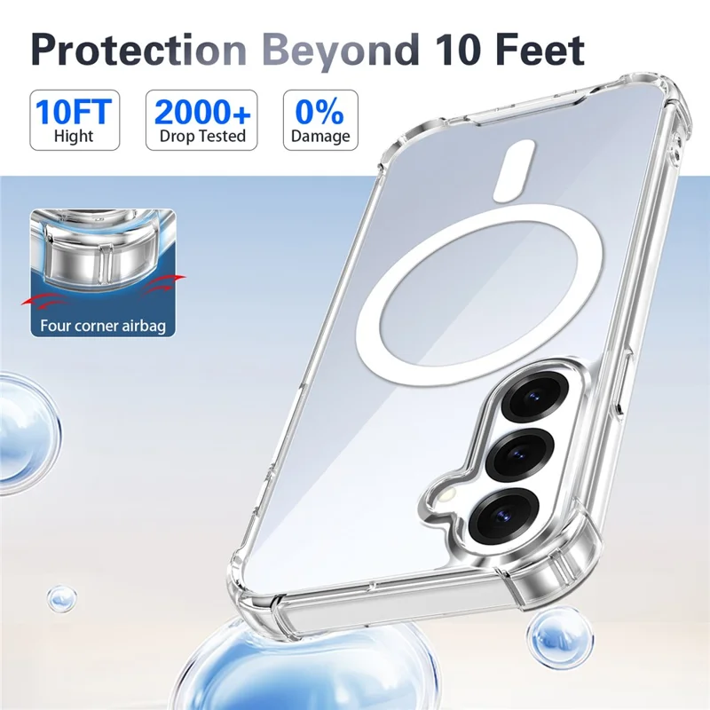 For Samsung Galaxy S26 FE Magnetic Case TPU + PC Air Cushion Corners Protective Phone Cover with 2Pcs Camera Protector + 2Pcs Screen Protector - Transparent - 5