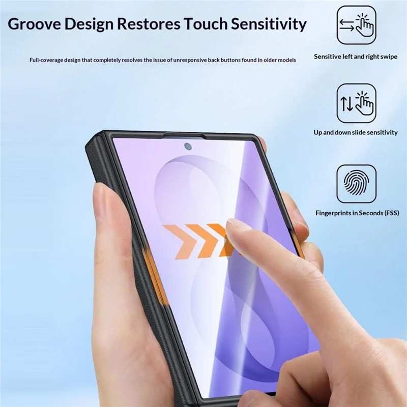 For Samsung Galaxy Z Fold8 Case with Anti-spy Tempered Glass Screen Protector Leather + PC Hinge Protection Phone Cover - Black