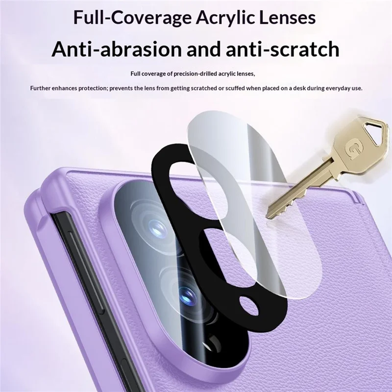For Samsung Galaxy Z Fold8 Case with Anti-spy Tempered Glass Screen Protector Leather + PC Hinge Protection Phone Cover - Black