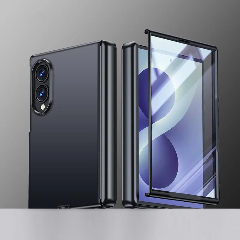 Fodral för Samsung Galaxy Z Fold8 med HD-skärmskydd Hudlikt touch-PC Matt skyddsfodral för mobil - Svart